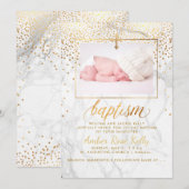 PixDezines マーブル模様の偽金ドット/洗礼カード 招待状 (正面/裏面)