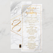 PixDezines マーブル+フェイクゴールドの結婚式プログラム プログラム (正面/裏面)