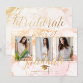 PixDezines マーブル フェイクゴールド 卒業招待状 招待 招待状 (正面/裏面)