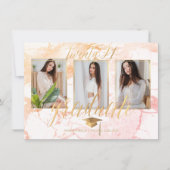 PixDezines マーブル フェイクゴールド 卒業招待状 招待 招待状 (正面)