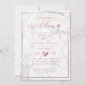 PixDezines マーブル/フェイク ローズゴールド/ウェディング 招待状 (正面)