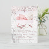 PixDezines マーブル+フェイク ローズゴールド コンフェッティ 洗礼 招待状 (スタンド正面)