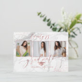 PixDezines マーブル フェイク ローズゴールド 2018 卒業式 招待状 (スタンド正面)