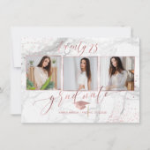 PixDezines マーブル フェイク ローズゴールド 2018 卒業式 招待状 (正面)