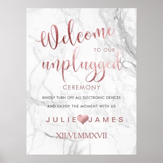 PixDezines マーブル/フェイク ローズゴールド/#UNPLUGGED ポスター (正面)