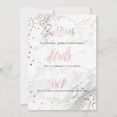 PixDezines マーブル+モノグラム+偽のローズゴールド ハニカム 招待状 (裏面)