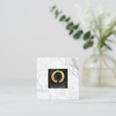 PixDezines マーブル/ライフサイクル/フェイクゴールド スクエア名刺 (スタンド正面)