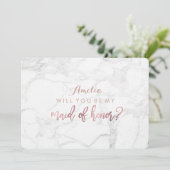 PixDezines マーブル / 偽のローズゴールド あなたは私のメイドになる？ 招待状 (スタンド正面)