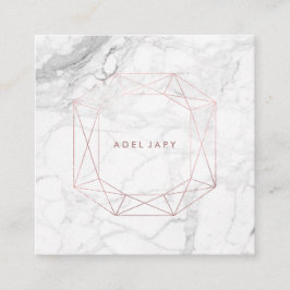 PixDezines マーブル+偽ローズゴールド エメラルドカット スクエア名刺