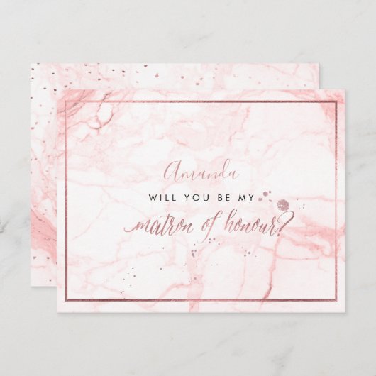 PixDezines マーブル+疑似ローズゴールド、マトロン 招待状 (正面/裏面)