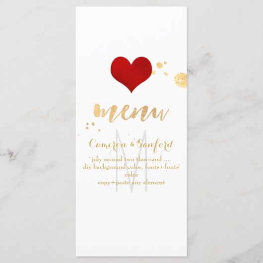 PixDezines メニュー DIY カラー/大きな赤いハート (正面)