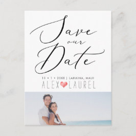 PixDezines モダンでエレガントなカリグラフィー Save our Date ポストカード