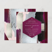 PixDezines モダン ウォーターカラー マサラ レッド グレー 招待状 (正面/裏面)