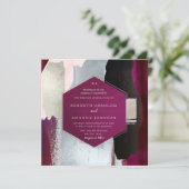 PixDezines モダン ウォーターカラー マサラ レッド グレー 招待状 (スタンド正面)