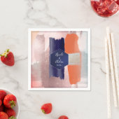 PixDezines モダン Art、Navy+バラ金ゴールド スタンダードカクテルナプキン (インサイチュ)