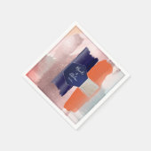 PixDezines モダン Art、Navy+バラ金ゴールド スタンダードカクテルナプキン (角)