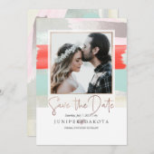 PixDezines モダン Art、Sage+Coral 招待状 (正面/裏面)