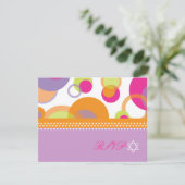 PixDezines モダン Bubbles RSVPからこうもりMitvah 出欠カード (スタンド正面)