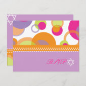 PixDezines モダン Bubbles RSVPからこうもりMitvah 出欠カード (正面/裏面)