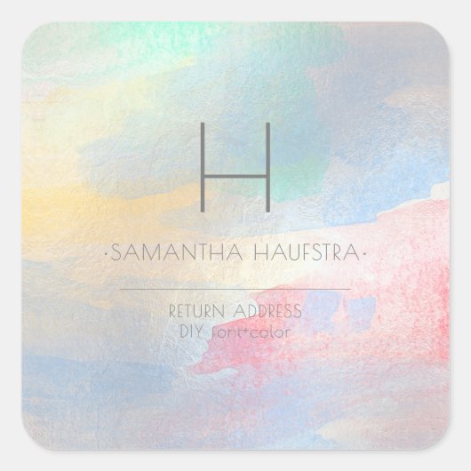 PixDezines モノグラム イリデセント ブラッシュ ウォータカラー スクエアシール (正面)