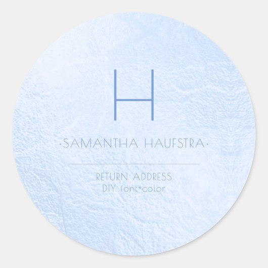 PixDezines モノグラム イリデセント ブルー ラウンドシール (正面)