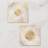 PixDezines モノグラム/フェイクゴールド ツリー リングス スクエア名刺 (正面/裏面)
