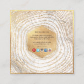 PixDezines モノグラム/フェイクゴールド ツリー リングス スクエア名刺 (裏面)