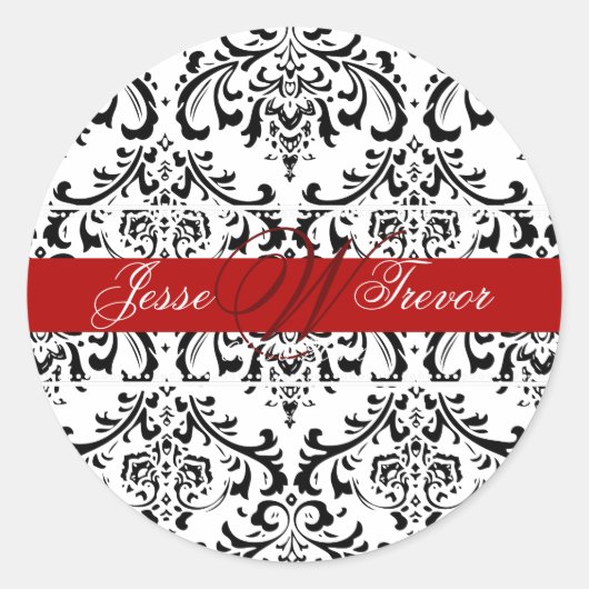 PixDezines モノグラム ロッシ ダマスク, DIY カラー ラウンドシール (正面)