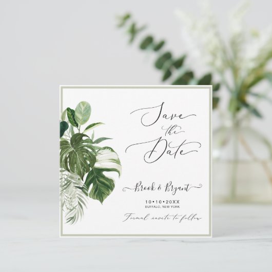 PixDezines モンスター変異葉の熱帯の葉 招待状 (スタンド正面)