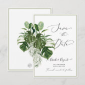 PixDezines モンスター ヴァリエイテッド 熱帯の葉 招待状 (正面/裏面)