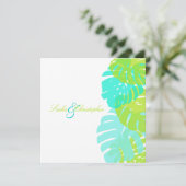 PixDezines モンステラの葉/DIY カラー 招待状 (スタンド正面)