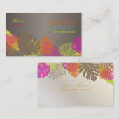 PixDezines モンステラ, レトロな熱帯の葉 名刺 (正面/裏面)