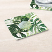 PixDezines モンステラ 熱帯の葉のバリエーション スクエアペーパーコースター (アングル)