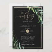 PixDezines ヤシの葉+ハニカム 招待状 (正面)