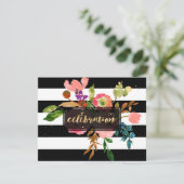 PixDezines（ユダヤ教の）バル・ミツバーお祝い/紫/フローラ 招待状 (スタンド正面)