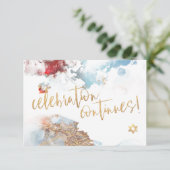 PixDezines（ユダヤ教の）バル・ミツバーお祝い✡銀河系抽象芸術R 出欠カード (スタンド正面)