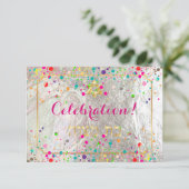 PixDezines（ユダヤ教の）バル・ミツバーお祝いDazzled/Rainbow 招待状 (スタンド正面)