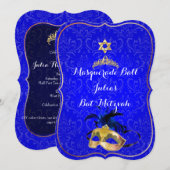 PixDezines（ユダヤ教の）バル・ミツバーマスカレード/DIYカラー!! 招待状 (正面/裏面)