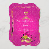 PixDezines（ユダヤ教の）バル・ミツバーマスカレード/DIYカラー!! 招待状 (正面/裏面)