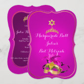 PixDezines（ユダヤ教の）バル・ミツバーマスカレード/DIYカラー！! 招待状 (正面/裏面)