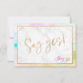 PixDezines(ユダヤ教の)バル・ミツバー✡抽象芸術H2パステルウェーブ 出欠カード (正面)