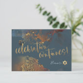 PixDezines（ユダヤ教の）バル・ミツバー✡ H2銀河系抽象芸術石板錆 出欠カード (スタンド正面)