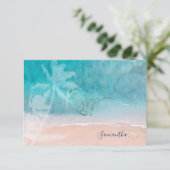 PixDezines(ユダヤ教の)バル・ミツバーRSVPビーチパームツリー 出欠カード (スタンド正面)