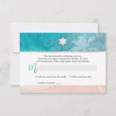 PixDezines(ユダヤ教の)バル・ミツバーRSVPビーチパームツリー 出欠カード (裏面)