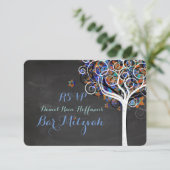 PixDezines ライフツリー バー ミツバ祭 犹太教式成人儀礼への返信 招待状 (スタンド正面)