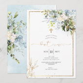 PixDezines ラスティック水彩 ユーカリ 洗礼 招待状 (正面/裏面)