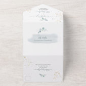 PixDezines ラスティック ウォーターカラー ブルーガム ユーカリ A オールインワン招待状 (外側)