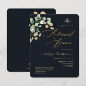 PixDezines ラスティック ドル ユーカリ ネイビー ゴールド 招待状 (正面/裏面)