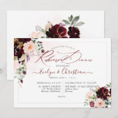 PixDezines ラスティック ブラッシュ バーガンディー H2 フラワーズ 招待状 (正面/裏面)