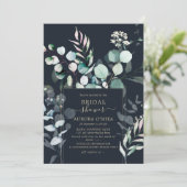 PixDezines ラスティック ユーカリ ネイビー ブライダル シャワー 招待状 (スタンド正面)